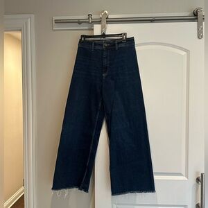 Zara high waist marine straight jean, size 8, dark wash